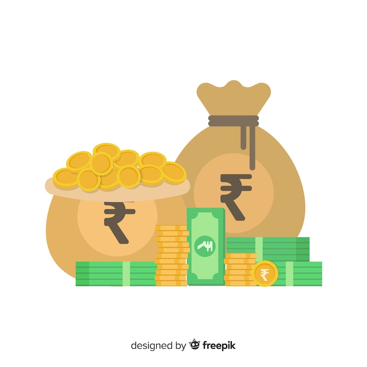 Vecteur gratuit un sac d'argent en roupie indienne