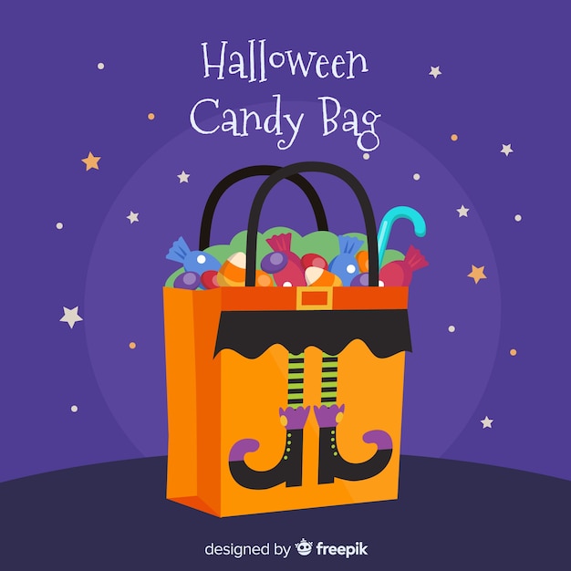 Sac De Bonbons Colorés D'halloween Avec Un Design Plat