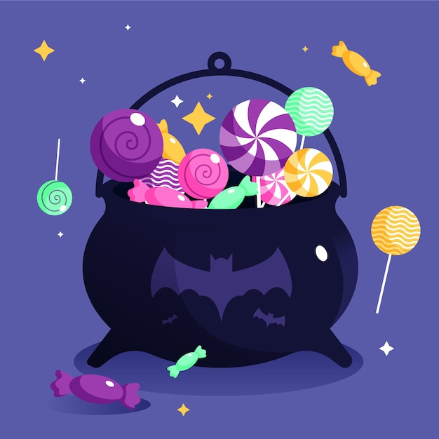 Vecteur gratuit sac d'halloween design plat