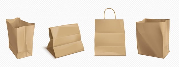 Sac en papier artisanal 3D modèle d'emballage alimentaire brun