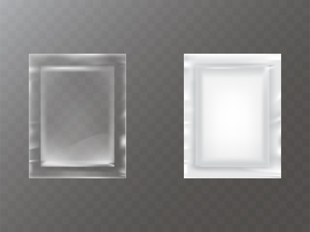 Sachet en plastique ou en aluminium transparent et blanc