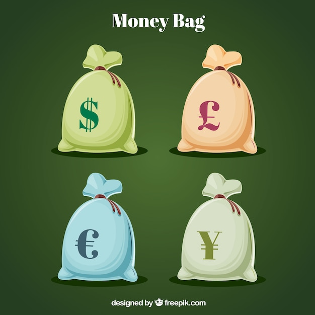 Vecteur gratuit sacs avec symbole monétaire