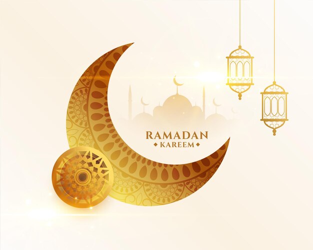 Saint ramadan kareem mois eid festival conception de voeux de lune dorée