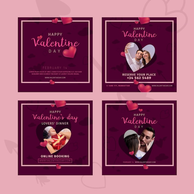 Vecteur gratuit saint valentin instagram posts