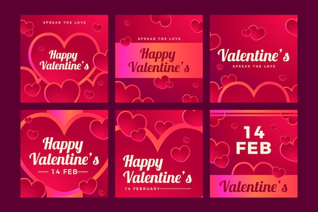 Vecteur gratuit saint-valentin vente instagram post collection