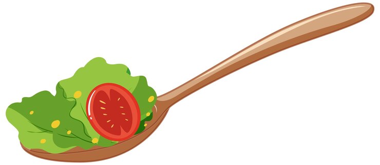 Vecteur gratuit salade de légumes à la cuillère