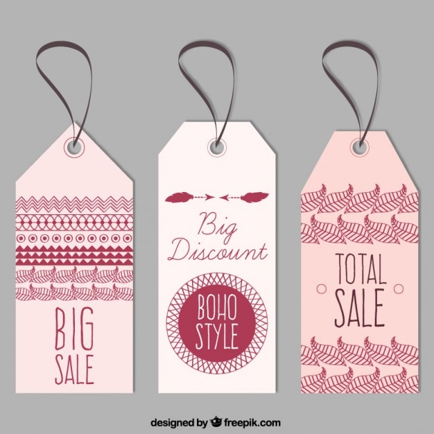 Vecteur gratuit sale labels dans le style boho