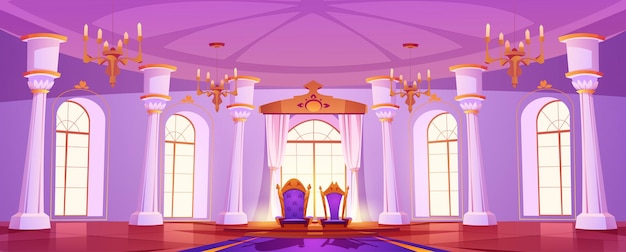 Salle De Bal Du Château Avec Dessin Animé Intérieur Du Trône