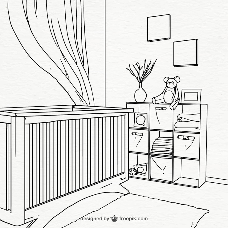 Vecteur gratuit salle de hand-drawn pour bébé