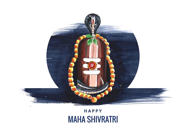 Vecteur gratuit salutation du festival maha shivratri avec fond de carte shivling