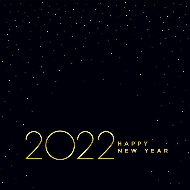 Salutation simple élégante de nouvel an noir et doré 2022