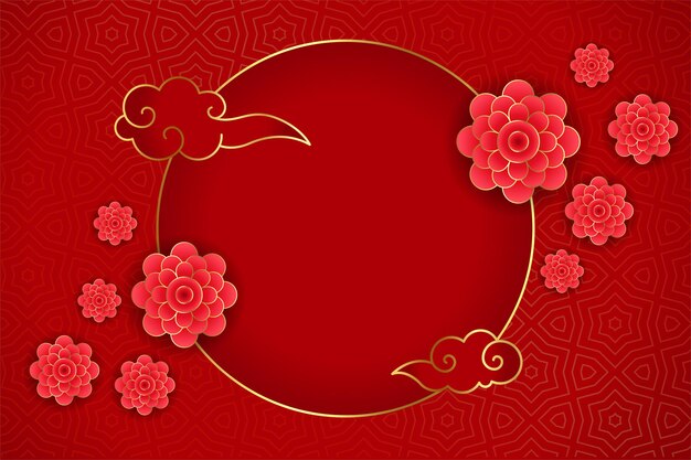 Salutation traditionnelle chinoise avec fleur sur rouge