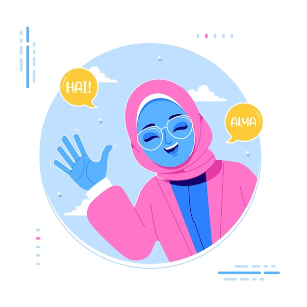 Vecteur gratuit salutations concept hai d'alya illustration