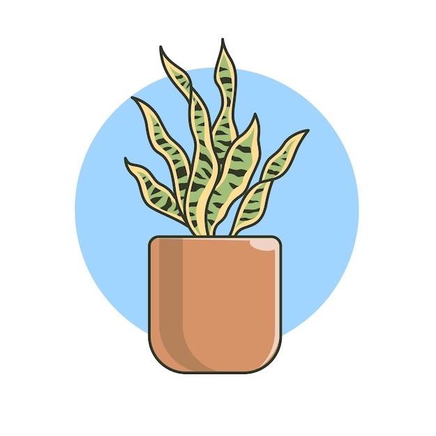 Vecteur gratuit sansevieria, plante, dans, pot, dessin animé, vecteur, icône, illustration, nature, objet, icône, concept, isolé, plat