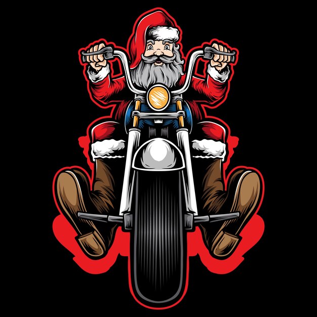 Santa Motard A Moto Vecteur Premium