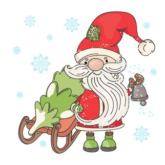 Santa sled joyeux noël cartoon
