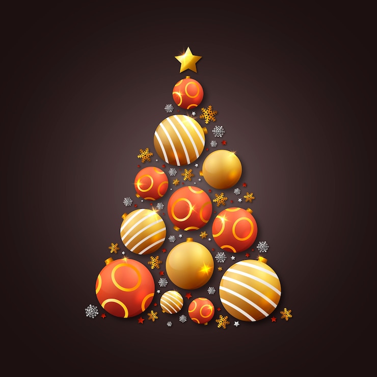 Vecteur gratuit sapin de noël fait de décor doré réaliste