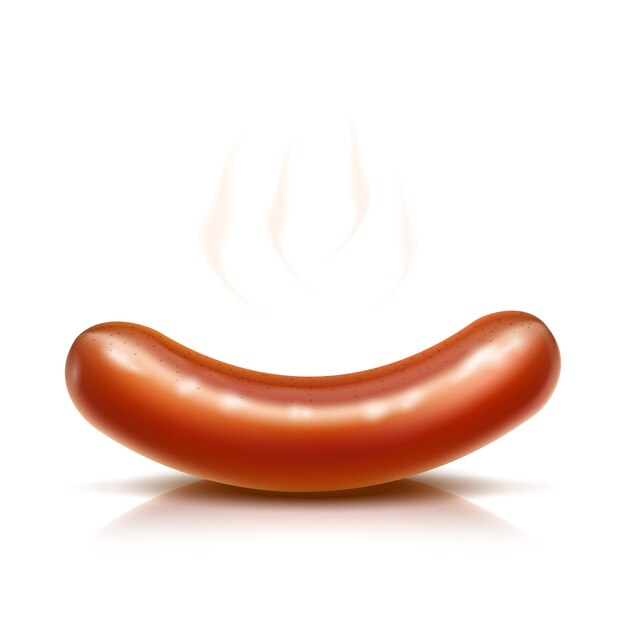 Saucisse grillée isolée sur illustration vectorielle blanc