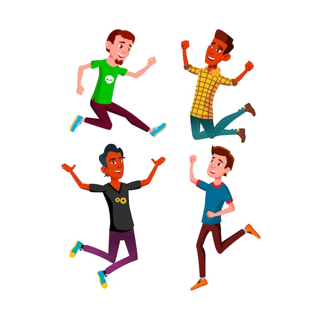 Saut Garçon Adolescent Set Vector