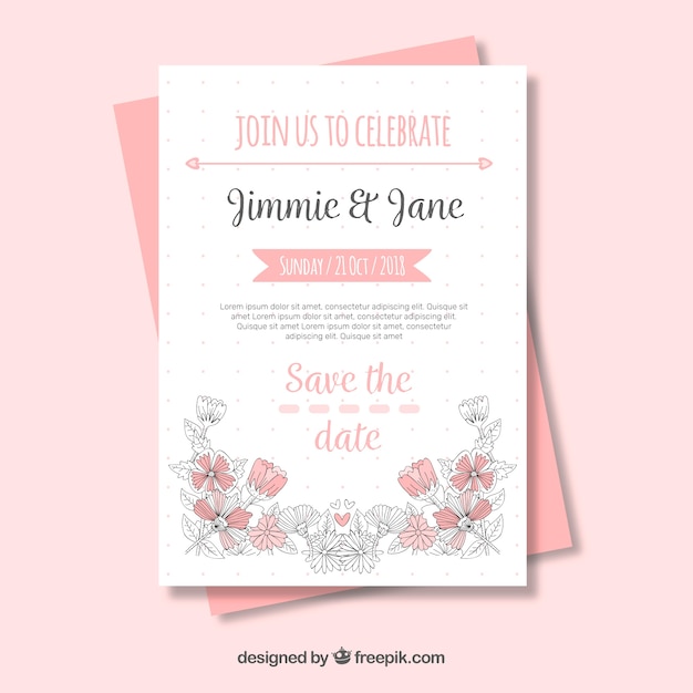 Sauvez L'invitation De Date Avec Des Ornements Floraux