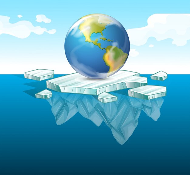 Sauvez le thème de la terre avec de la terre sur glace