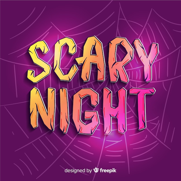 Vecteur gratuit scary night lettering with spiderweb