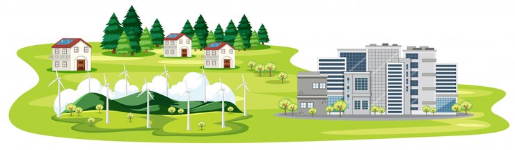 Vecteur gratuit scène avec bâtiments et maisons