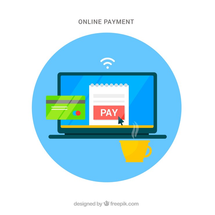 Vecteur gratuit scène circulaire sur le paiement électronique