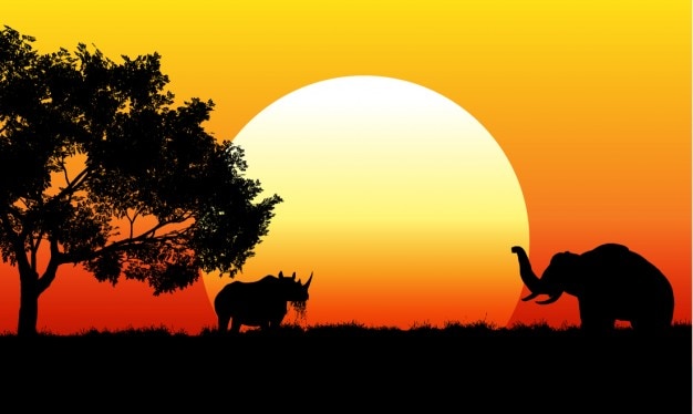 Vecteur gratuit la scène du safari africain