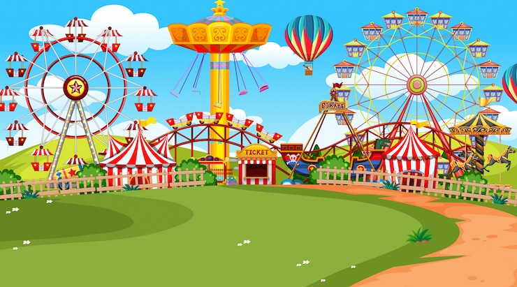 Vecteur gratuit une scène de fête foraine
