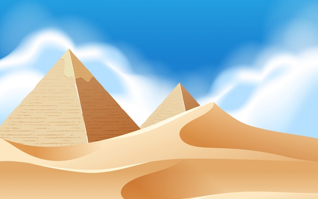 Scène de fond du désert de pyramide