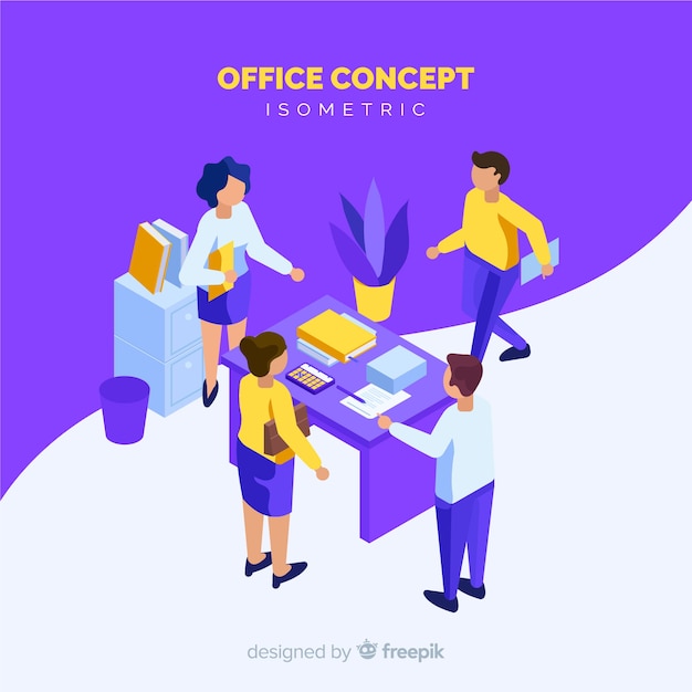 Vecteur gratuit scène de gens isométrique au bureau