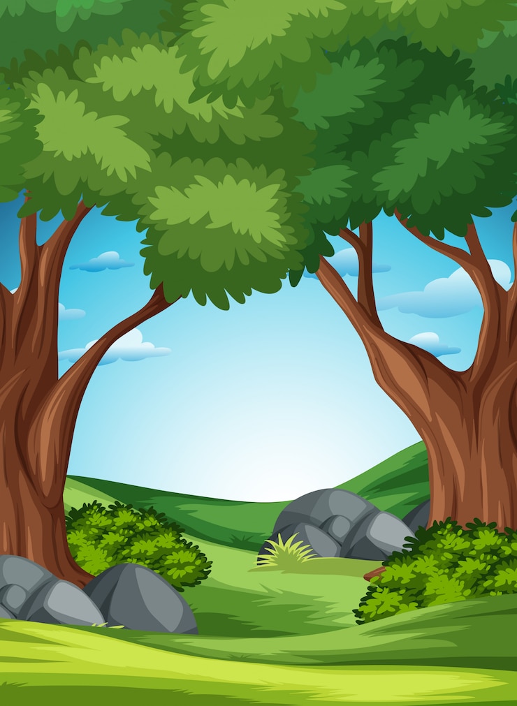 Vecteur gratuit une scène de la nature forestière