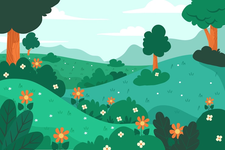 Vecteur gratuit scène de paysage de printemps