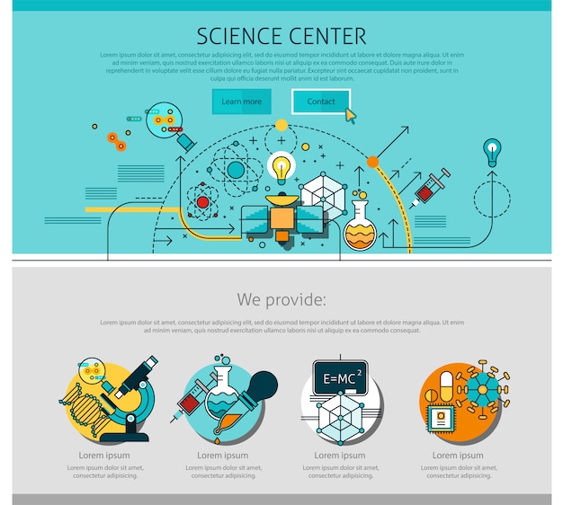 Vecteur gratuit science center line illustration de la page