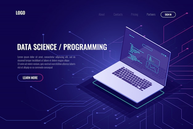 Vecteur gratuit science des données et programmation