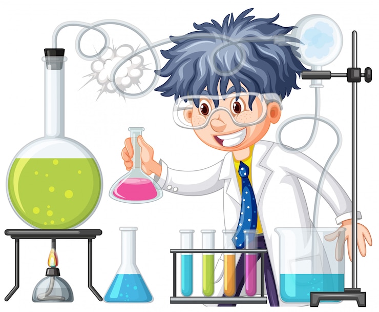 Vecteur gratuit scientifique faisant une expérience en laboratoire scientifique