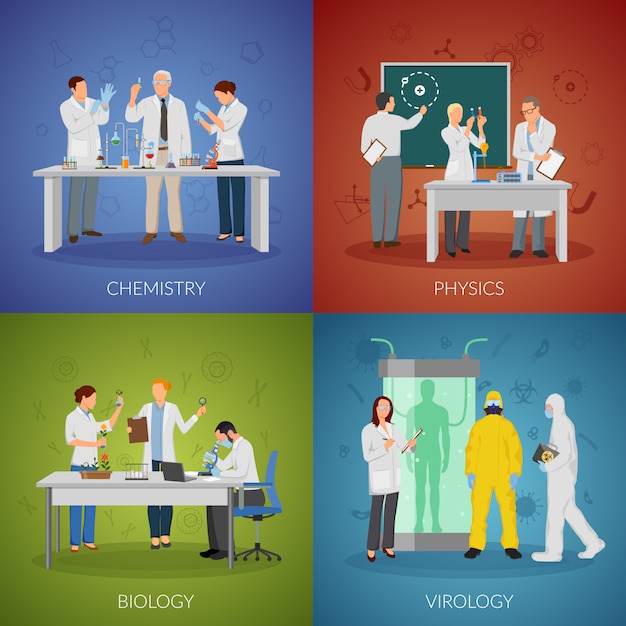 Vecteur gratuit scientist concept icons set