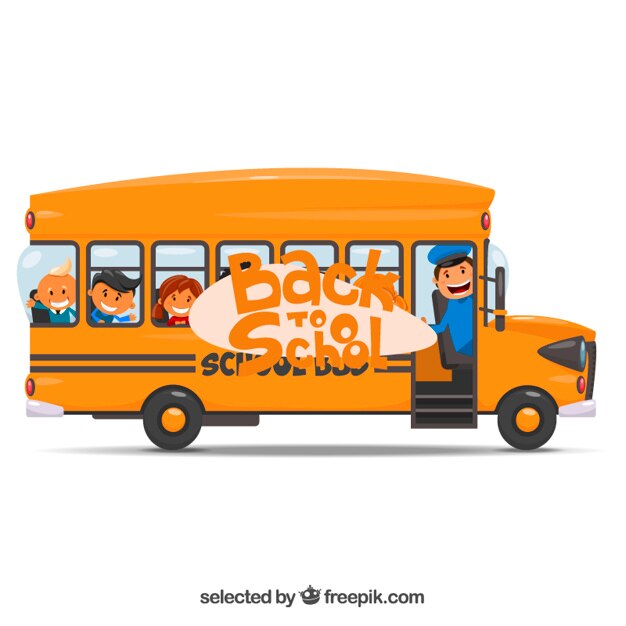 Vecteur gratuit scolaire jaune bus illustration