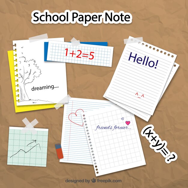 Scolaires papier des notes