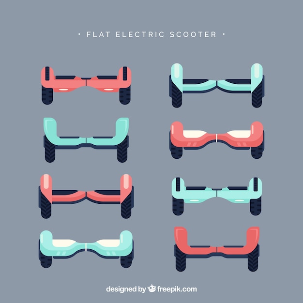 Vecteur gratuit scooters électriques avec style moderne