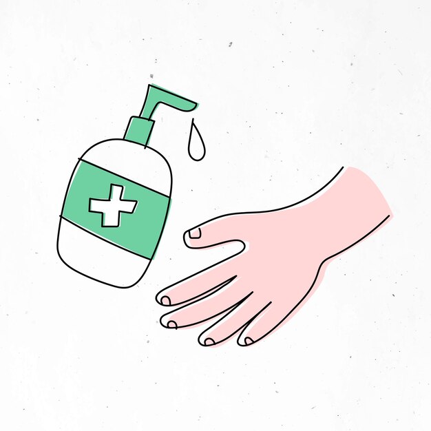 Vecteur gratuit se laver les mains avec un caractère de solution à base d'alcool