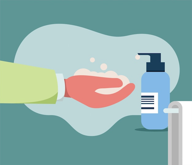 Se laver les mains coronavirus propagation prévention hygiène quotidienne se laver les mains avec du savon signe vectoriel
