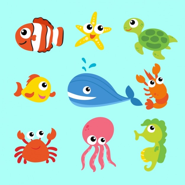Vecteur gratuit sea animals collection
