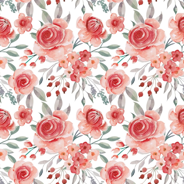 Seamless Pattern floral rose rouge aquarelle