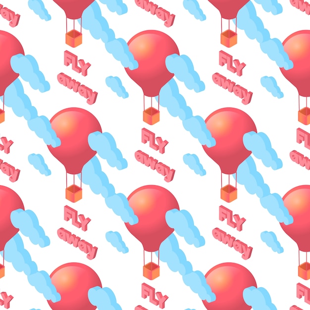 Seamless Pattern De Nuages Et De Ballons à Air Chaud Rouges