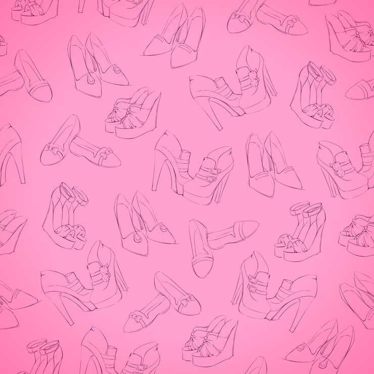 Vecteur gratuit seamless woman modern shoes sketch pattern fond illustration vectorielle
