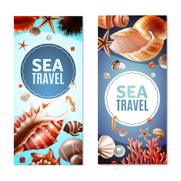 Vecteur gratuit seashell banners set