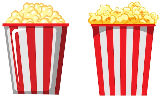 Vecteur gratuit seaux popcorn rayures rouges