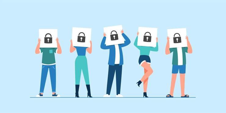 Vecteur gratuit sécurité globale des données ou des données personnelles, concept en ligne de sécurité des données cybernétiques, sécurité internet ou idée de confidentialité et de protection des informations, illustration isométrique plate isolée